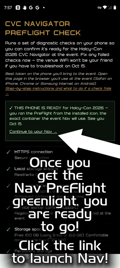 The PreFlight Check on Android showing the green THIS PHONE IS READY banner