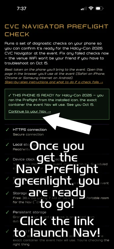 The PreFlight Check on iPhone showing the green THIS PHONE IS READY banner